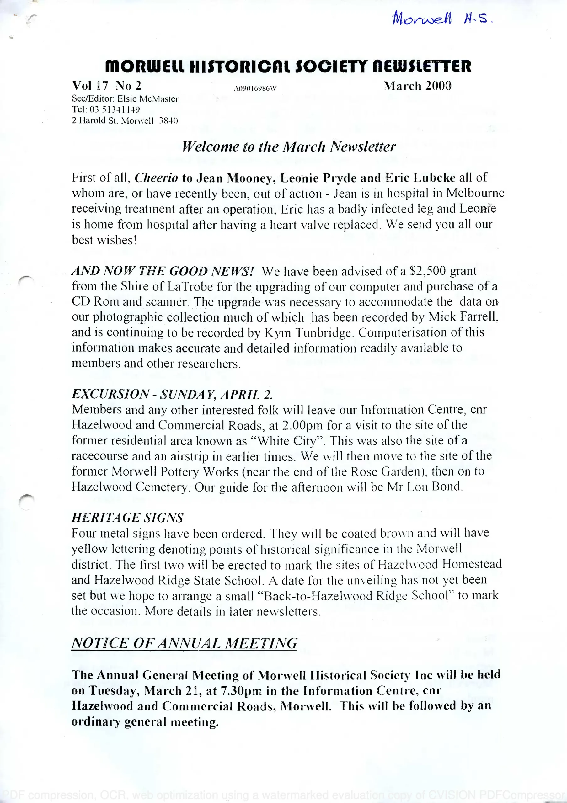 Newsletter March 2000