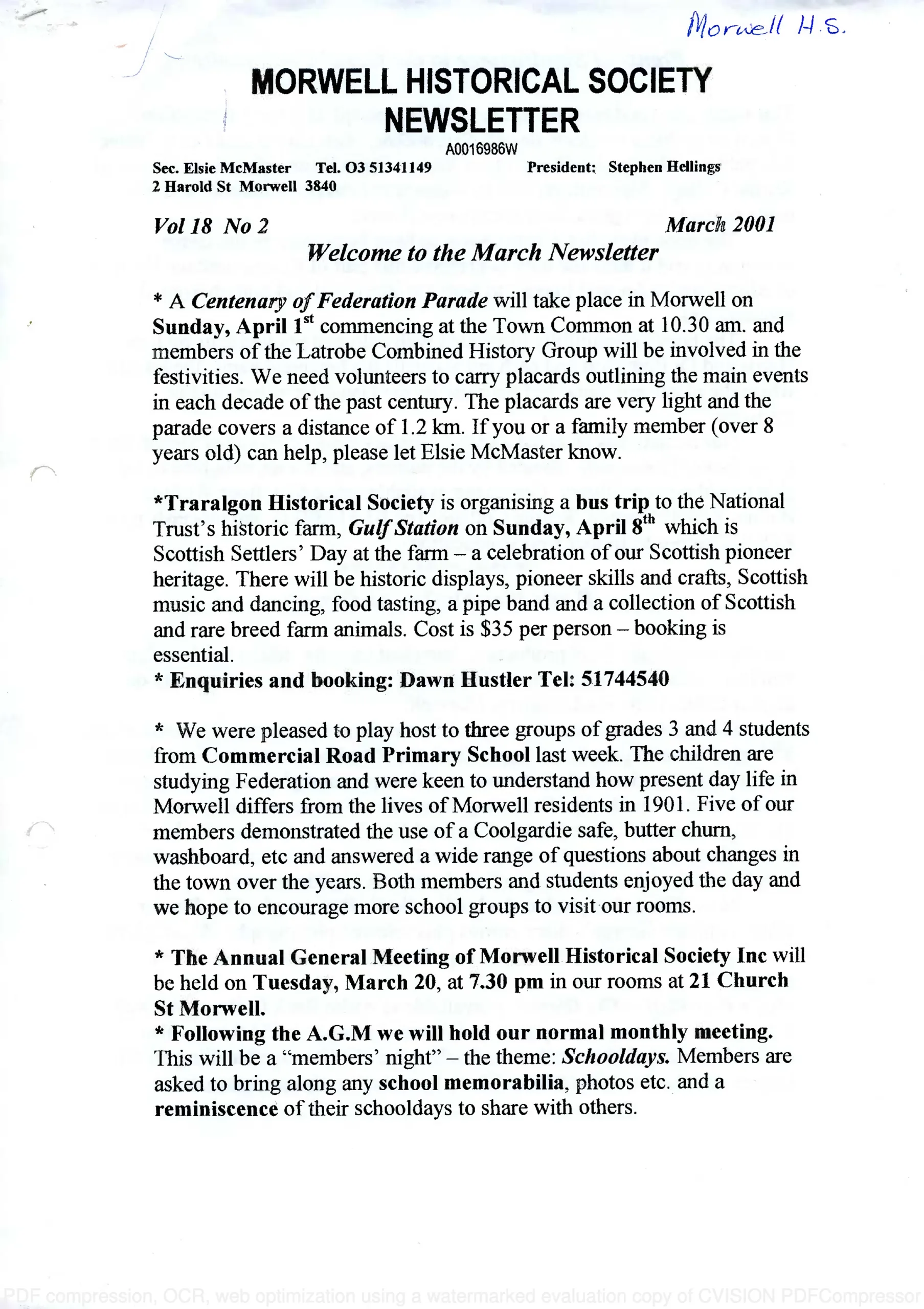 Newsletter March 2001
