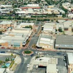 Looking down on Morwell from the air following the Church Street Disaster March 1991