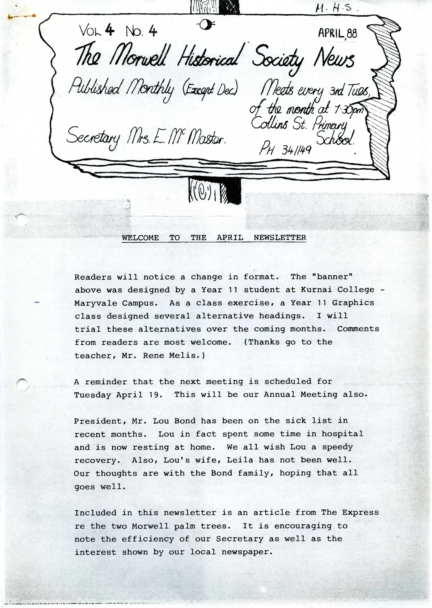 Newsletter April 1988