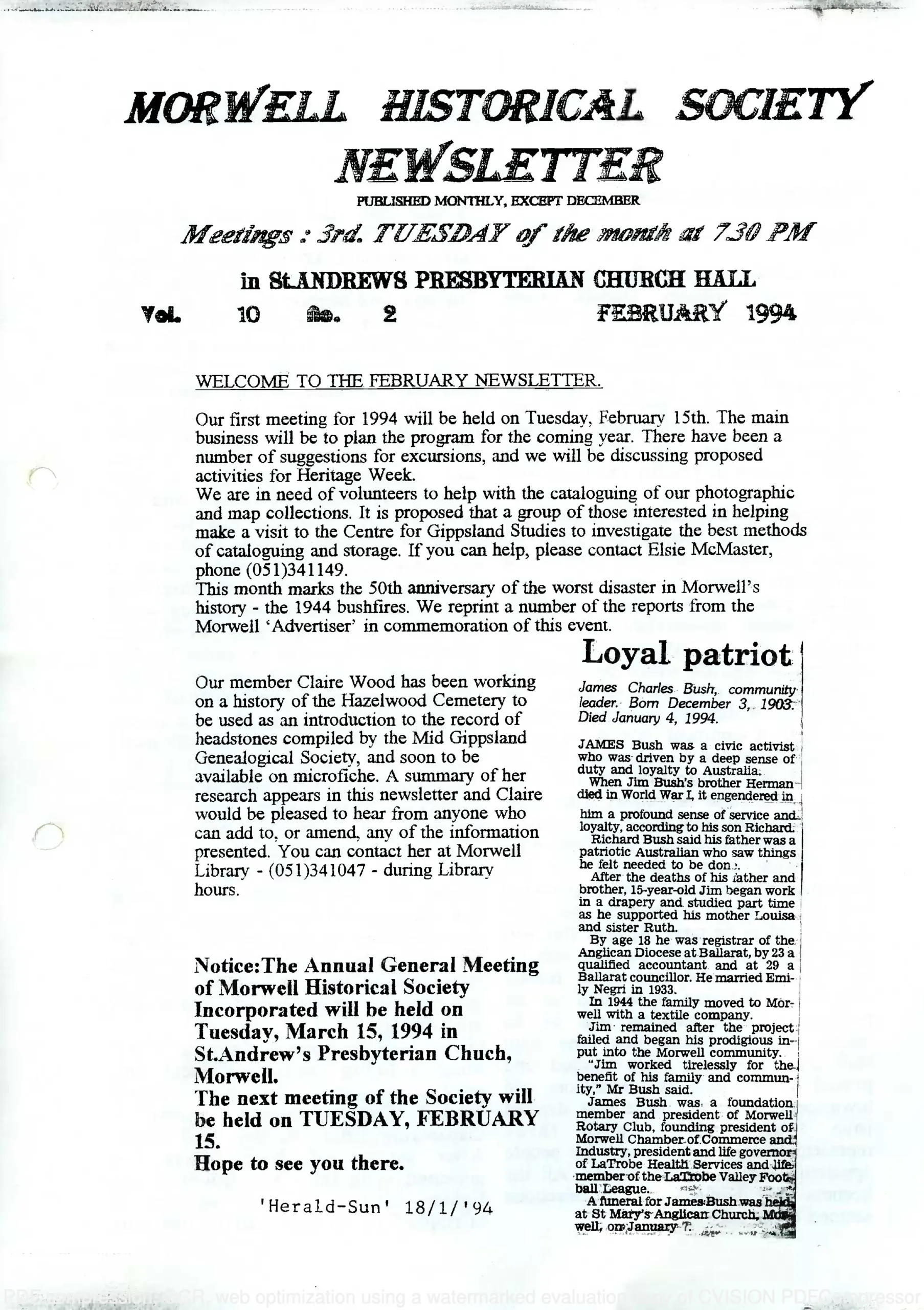 Newsletter February 1994