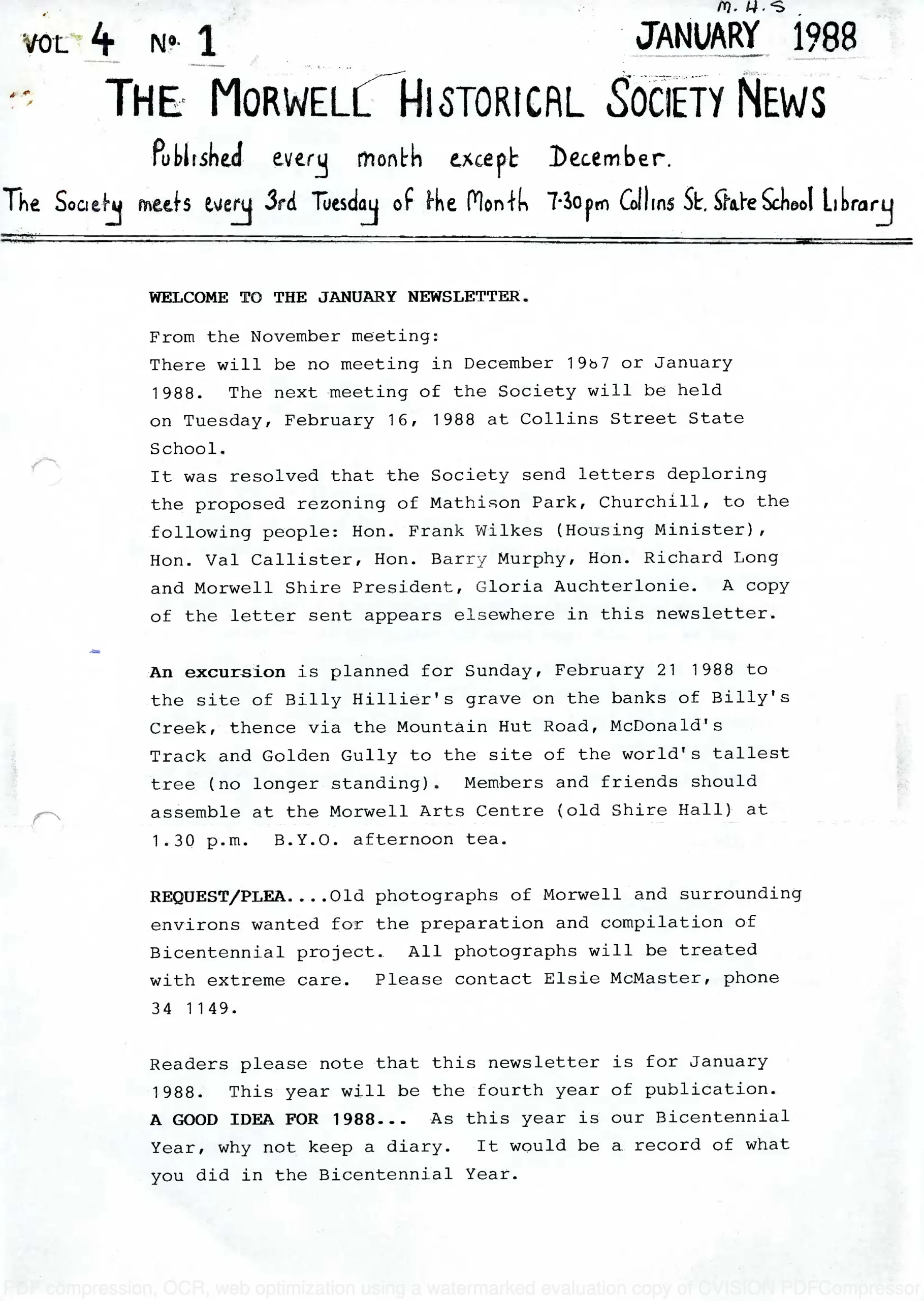 Newsletter January 1988