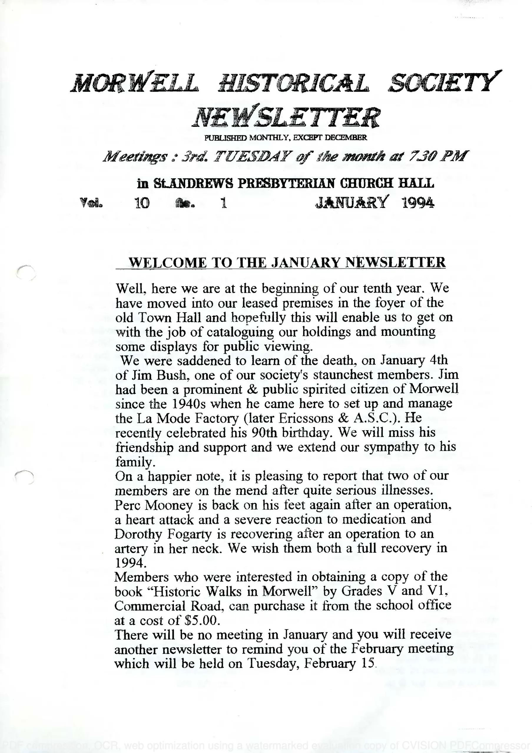 Newsletter January 1994