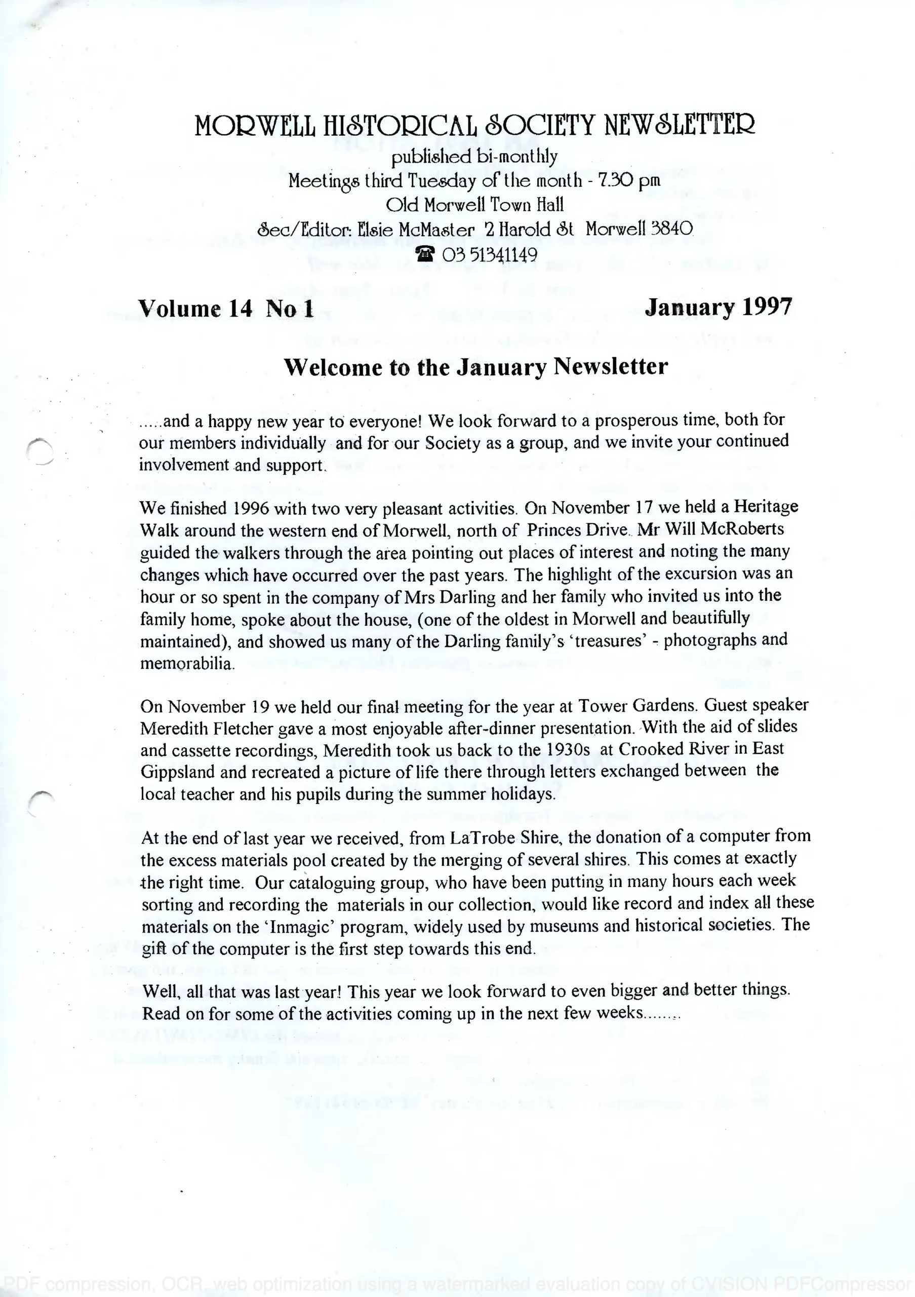 Newsletter January 1997