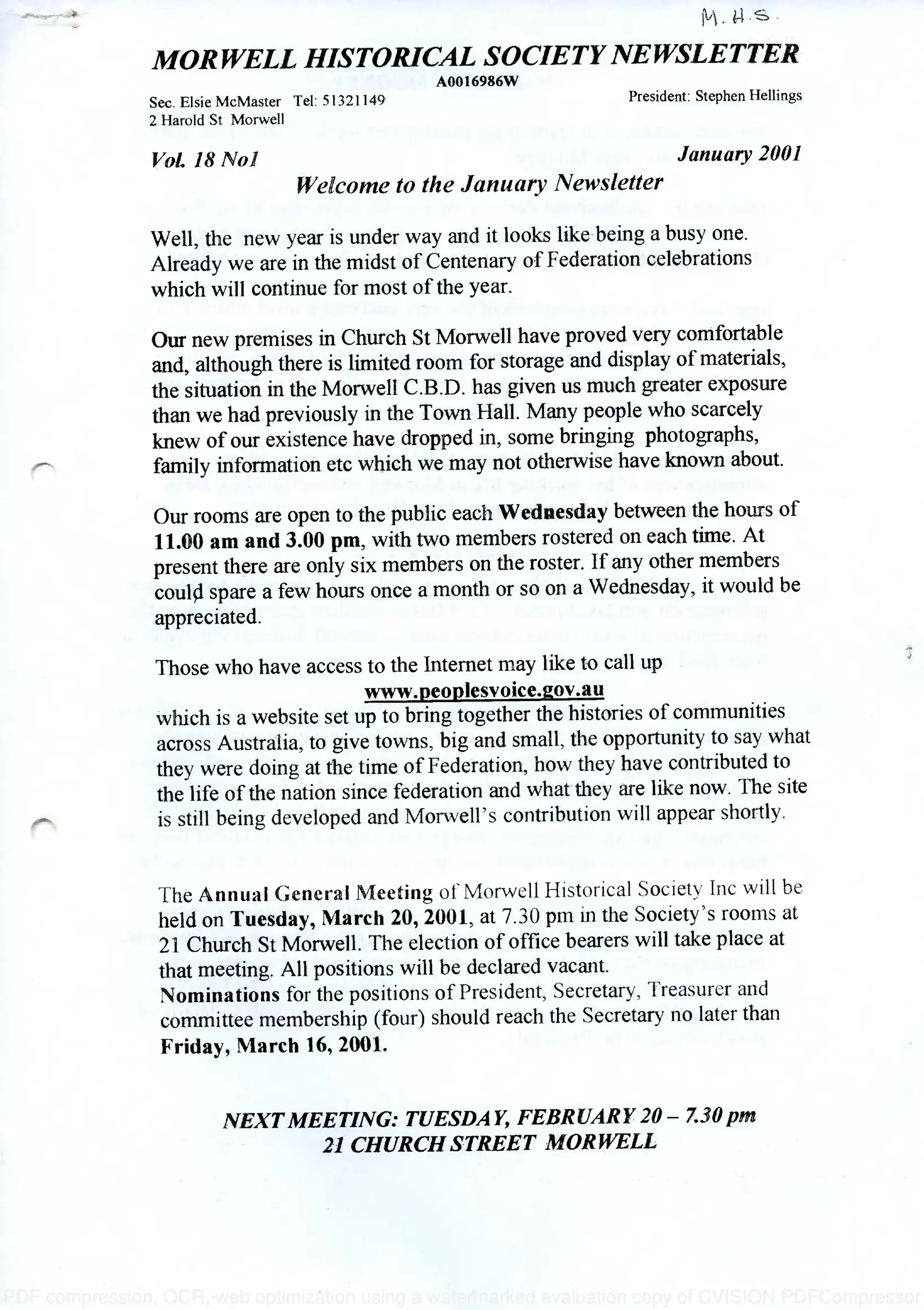 Newsletter January 2001