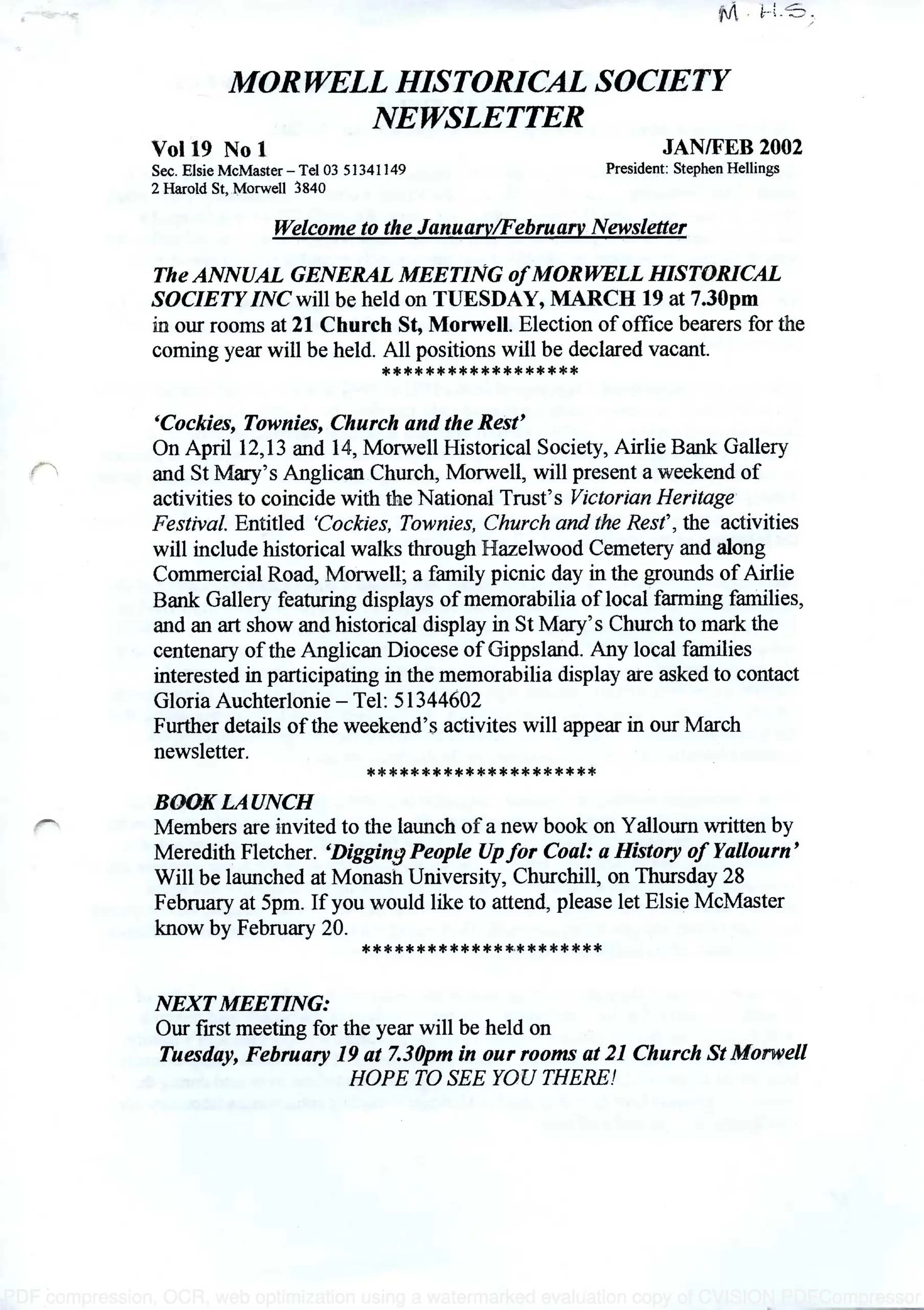 Newsletter January & February 2002