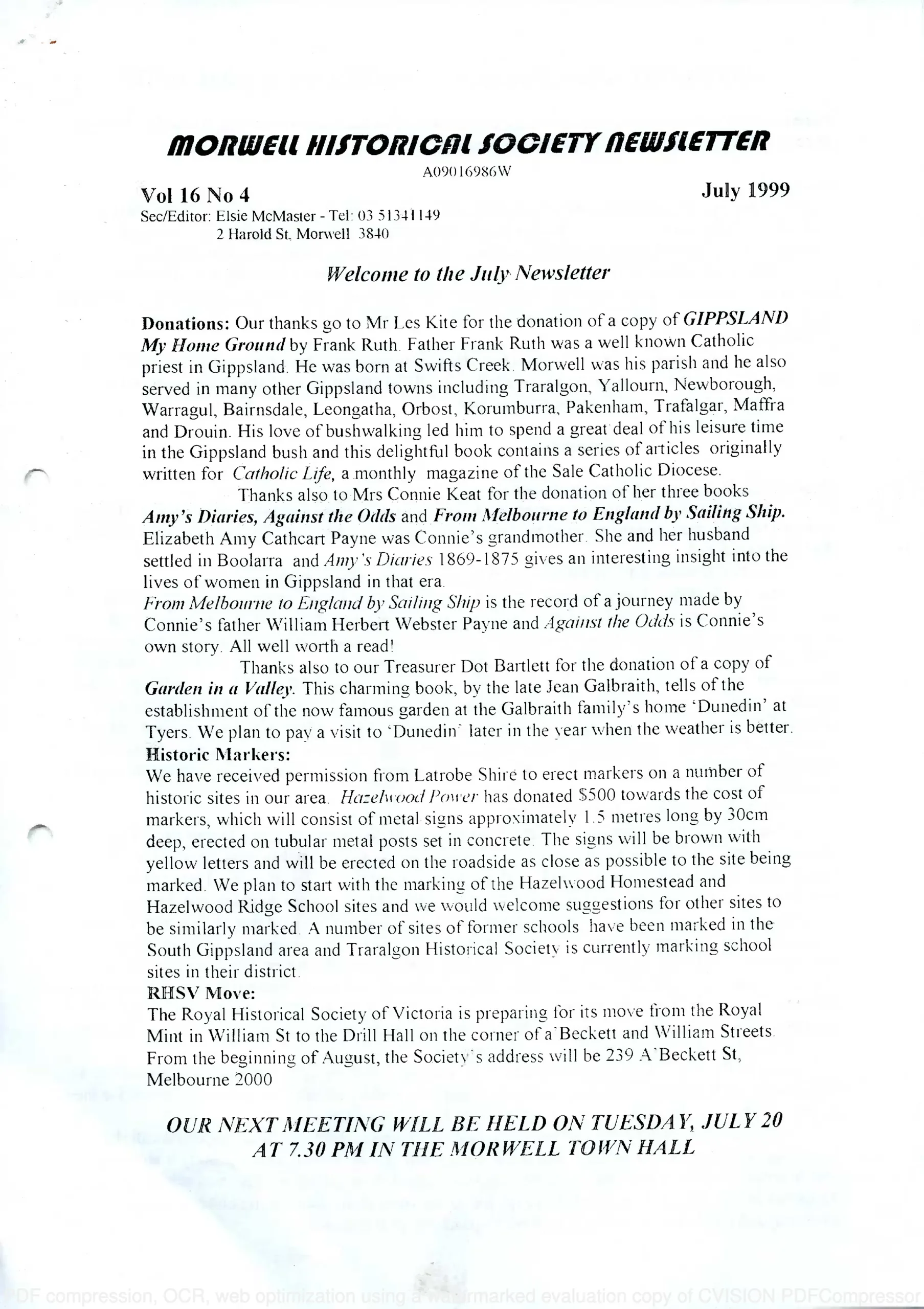 Newsletter July 1999