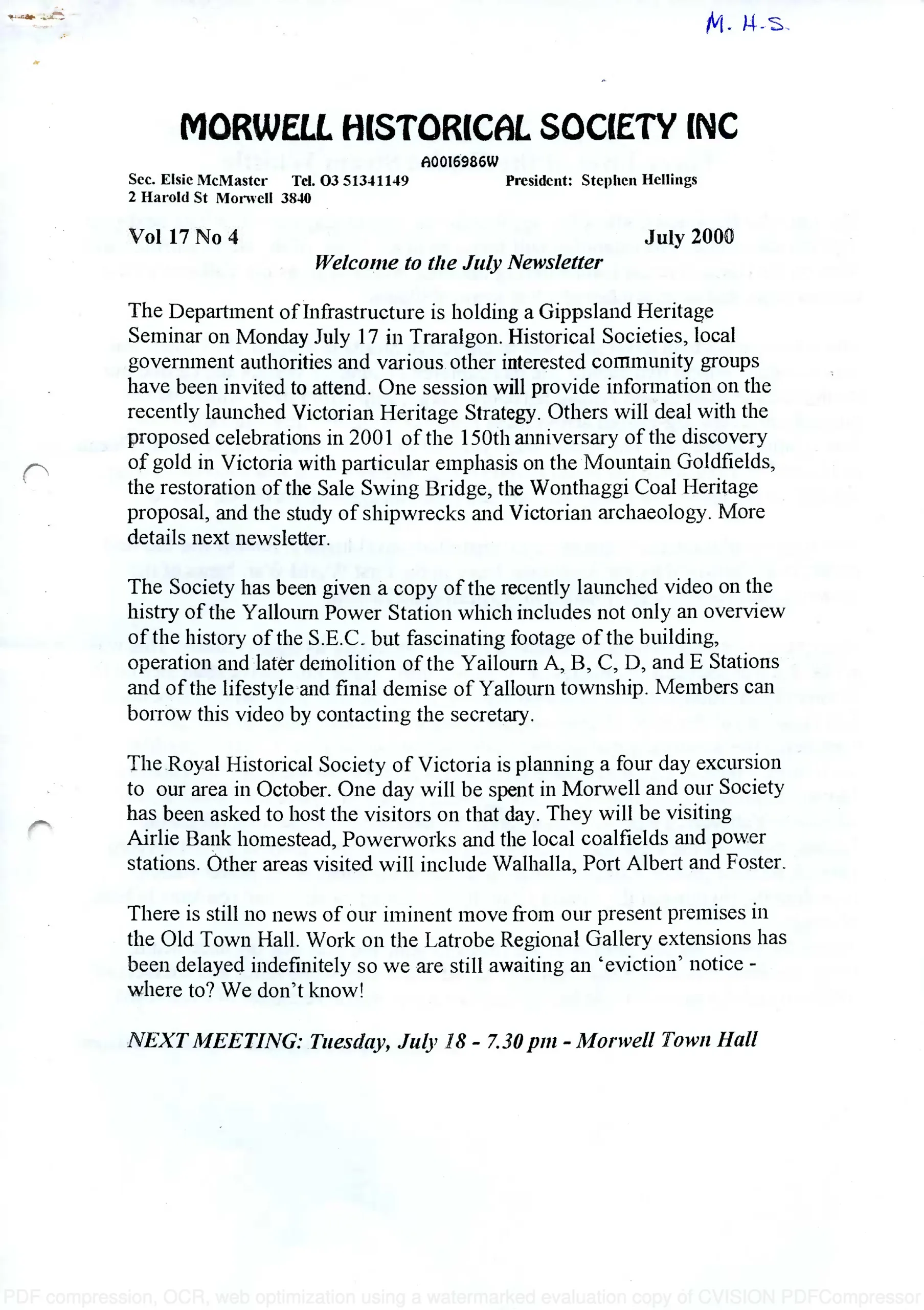 Newsletter July 2000