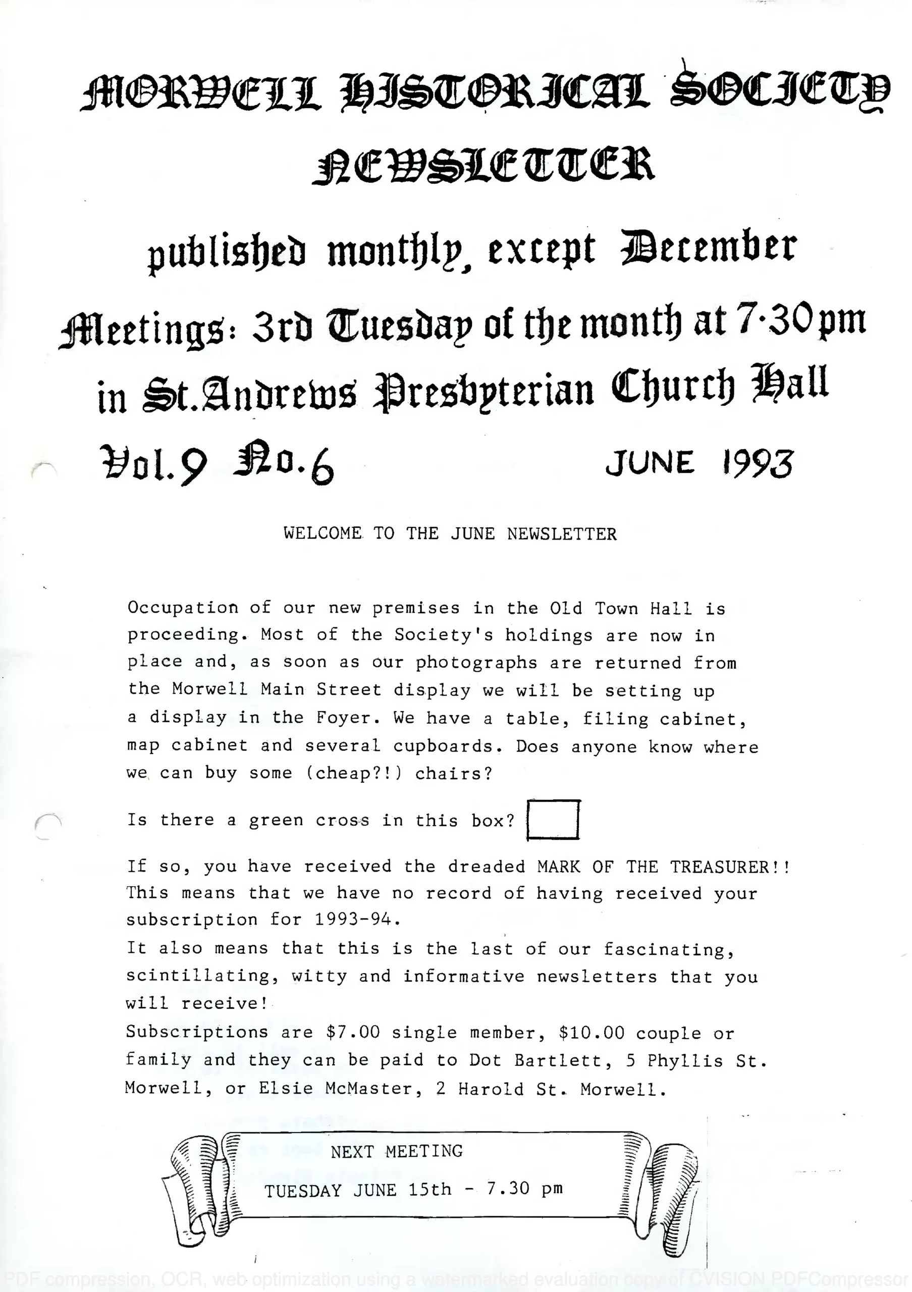 Newsletter June 1993