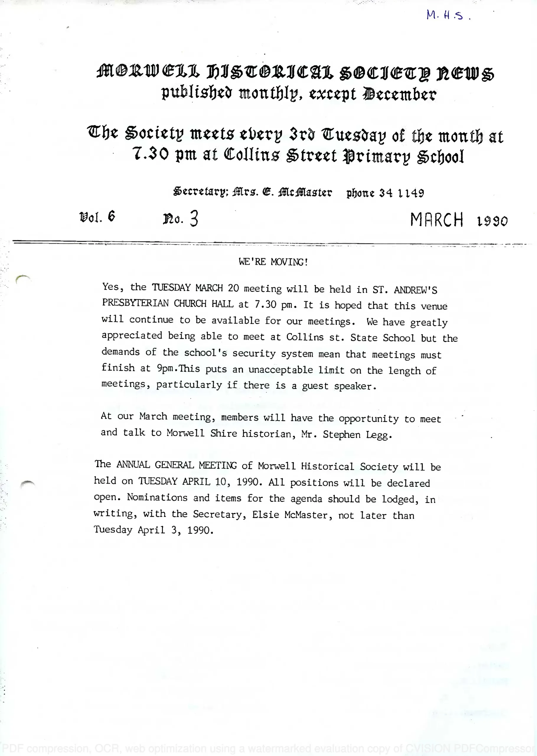 Newsletter March 1990