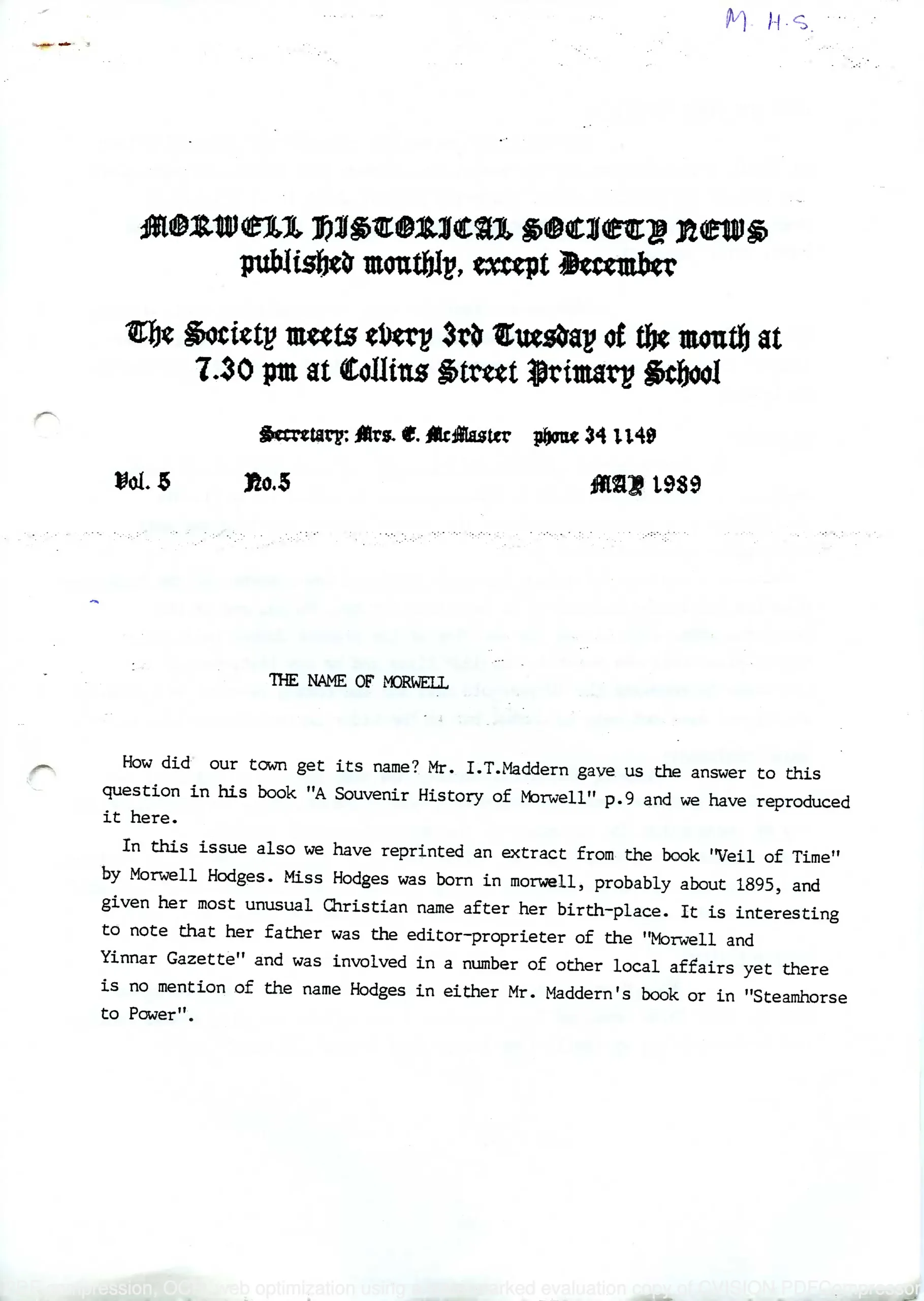 Newsletter May 1989