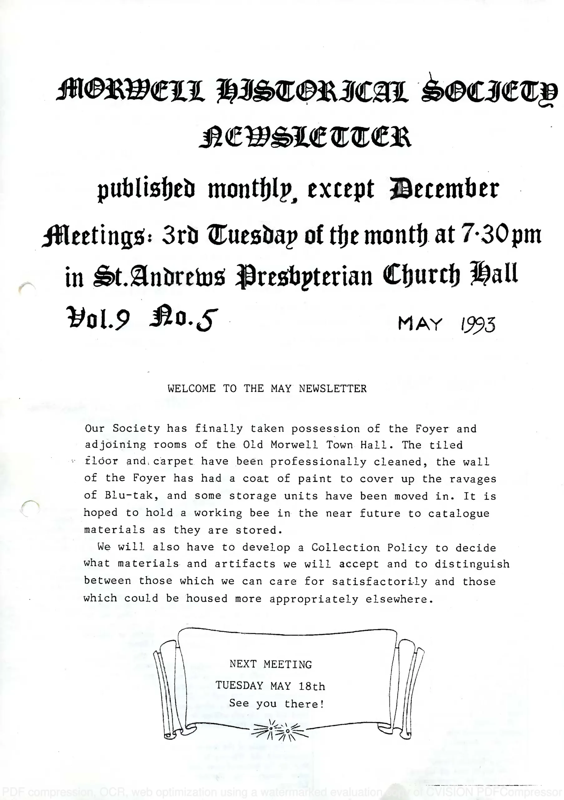Newsletter May 1993