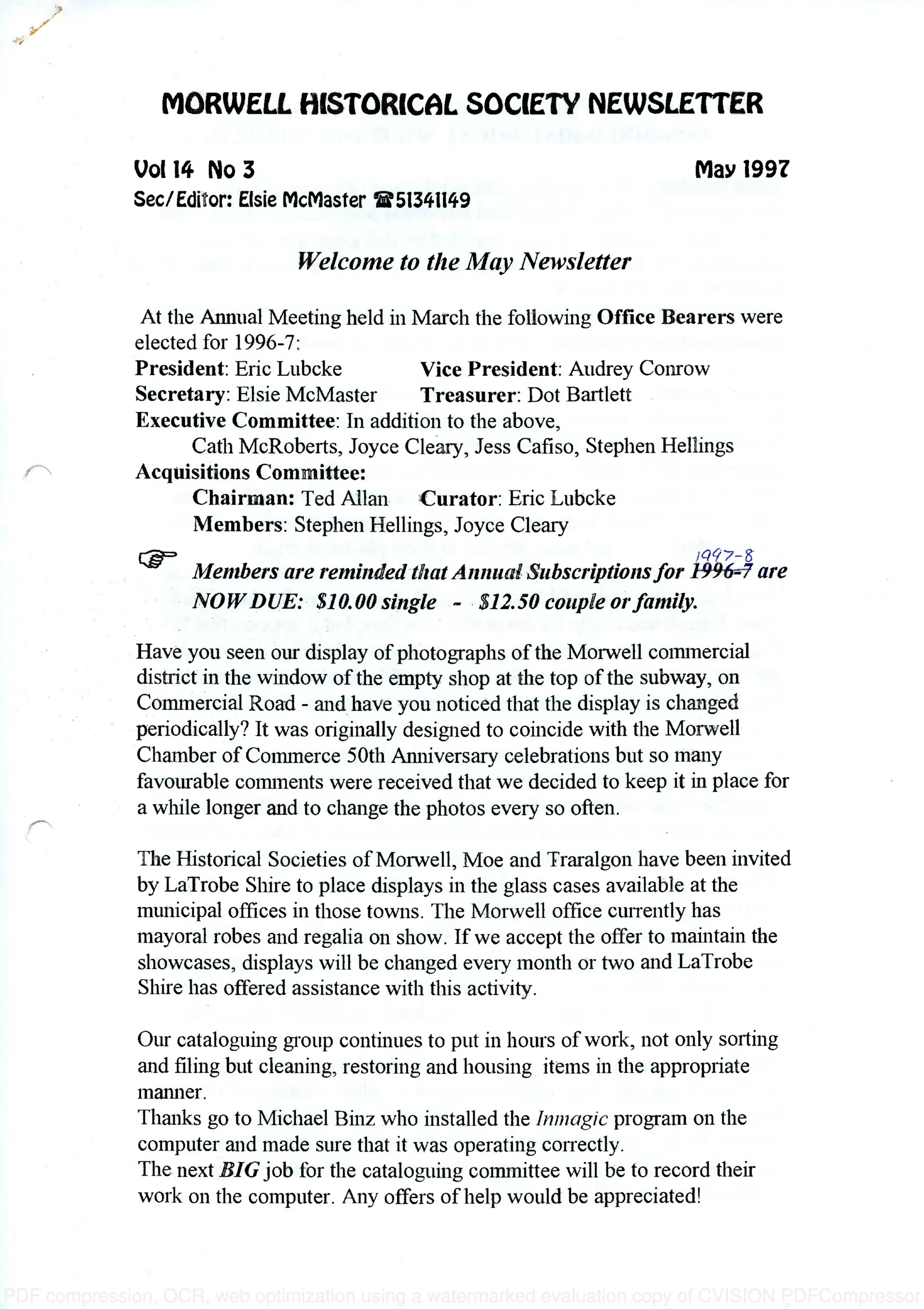 Newsletter May 1997