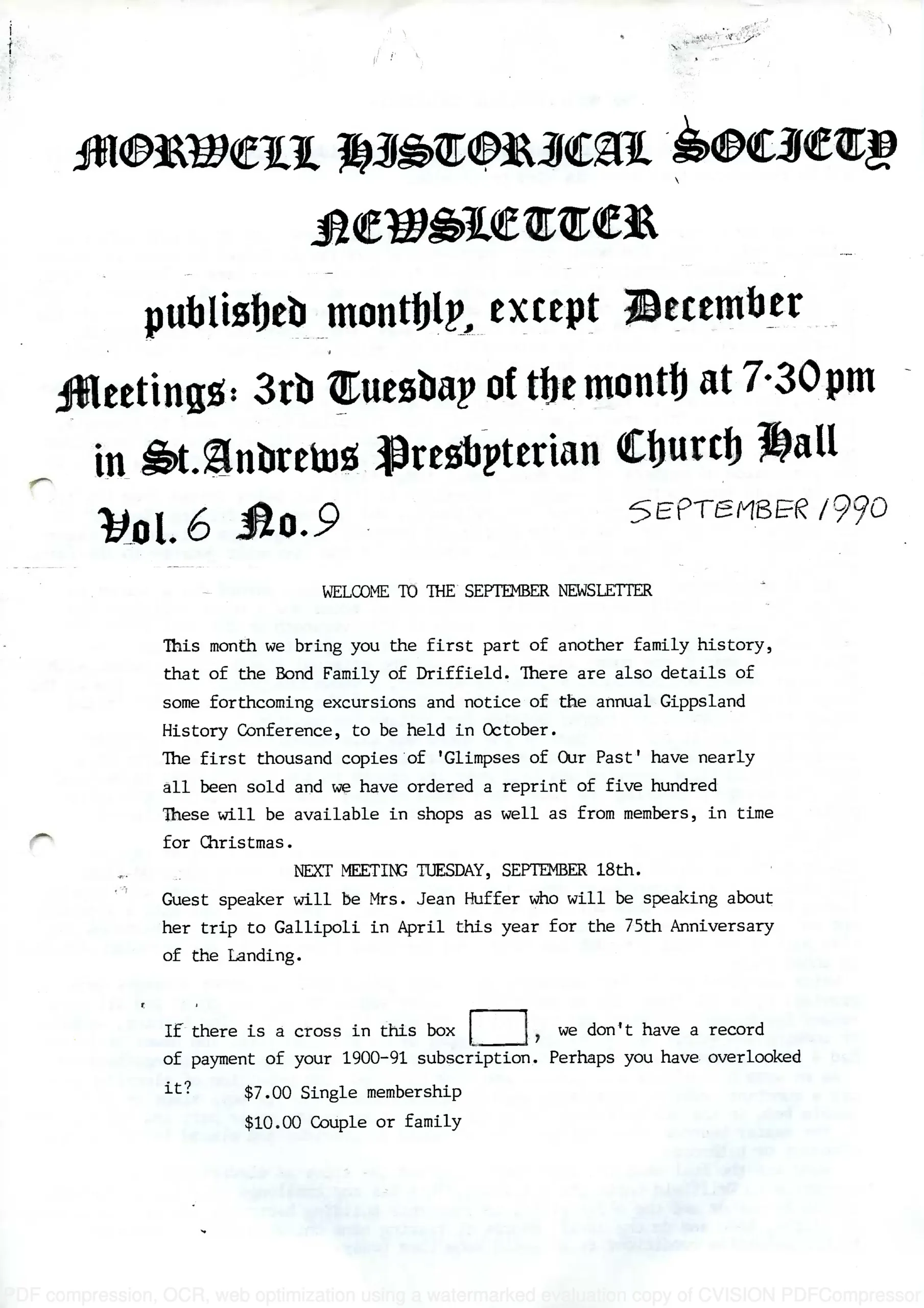 Newsletter September 1990