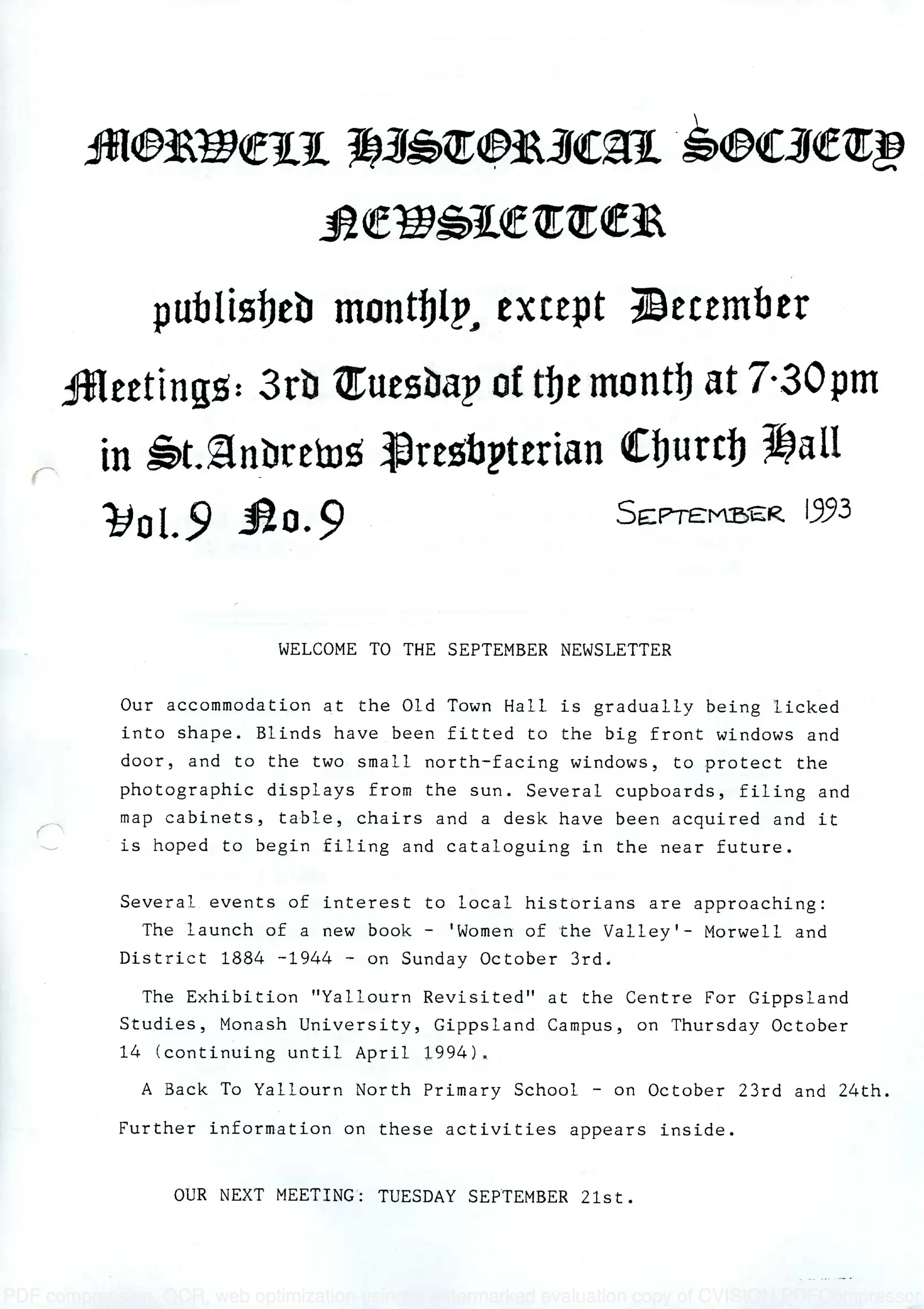 Newsletter September 1993