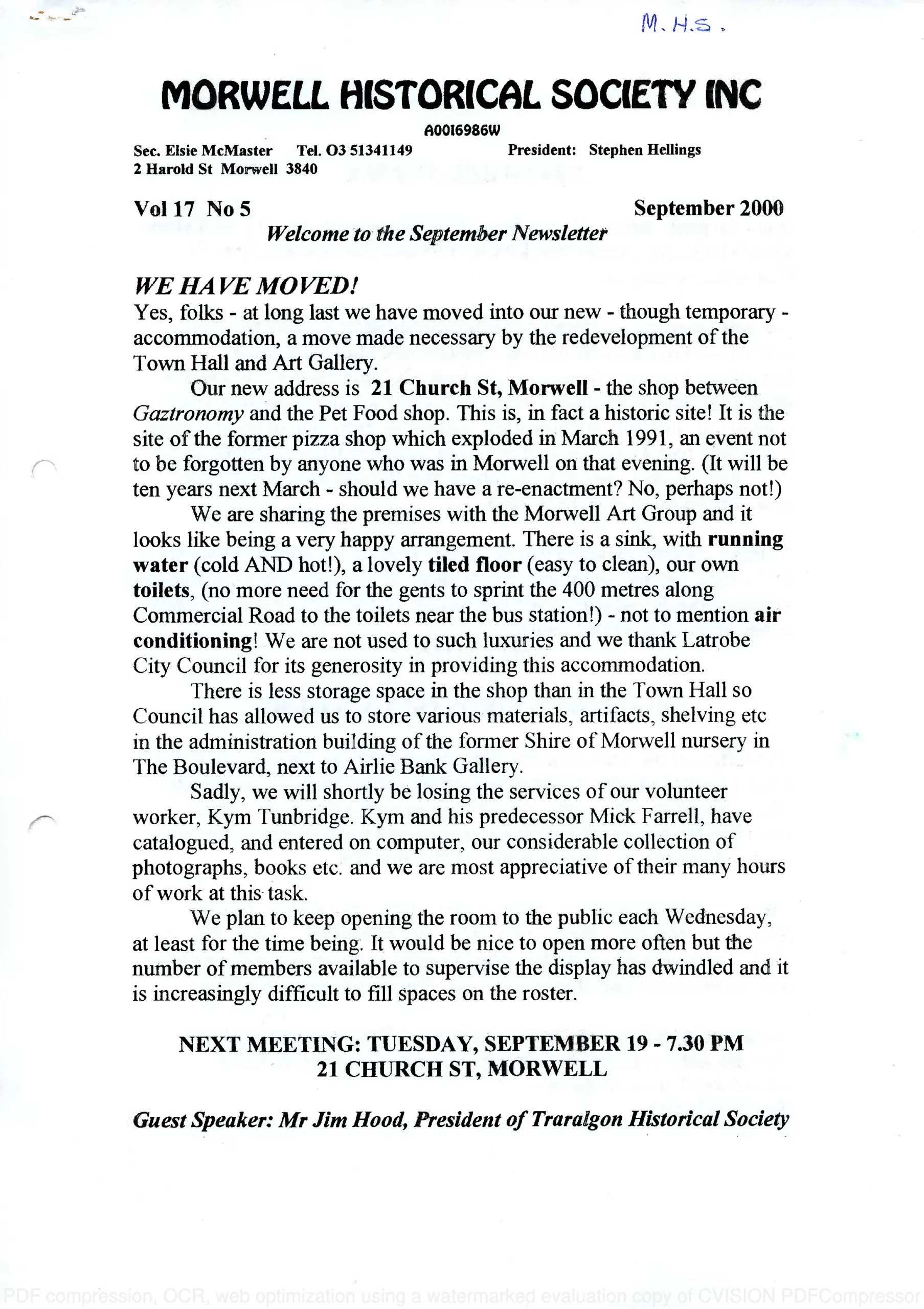 Newsletter September 2000
