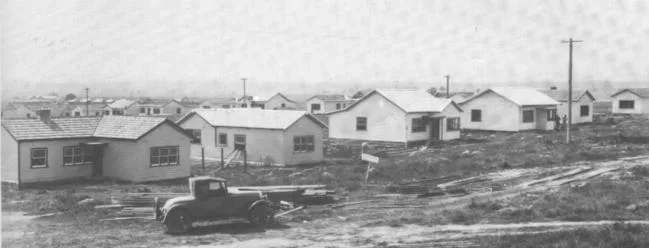 Australian Paper Manufacturers built a number of houses in Morwell for mill workers
A.P.M. houses under construction, looking up Vincent Road, November 1947