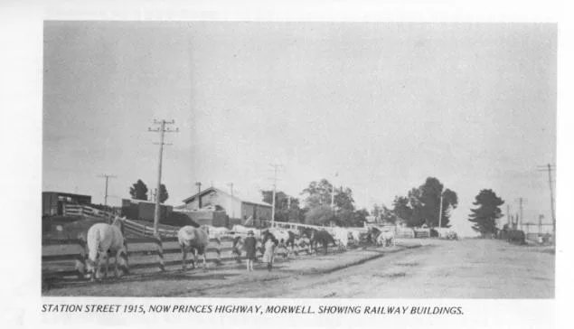 Station Street 1915 Now Princes Highway Morwell showing railway buildings